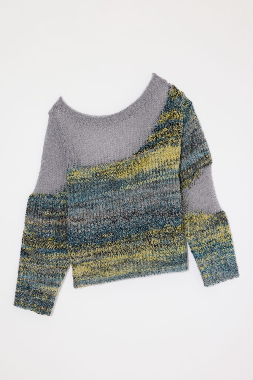 MIXED YARN SHEER COMBI ニット GRY FREE