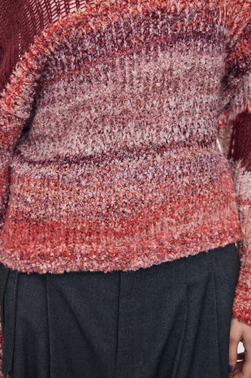 MIXED YARN SHEER COMBI ニット RED FREE
