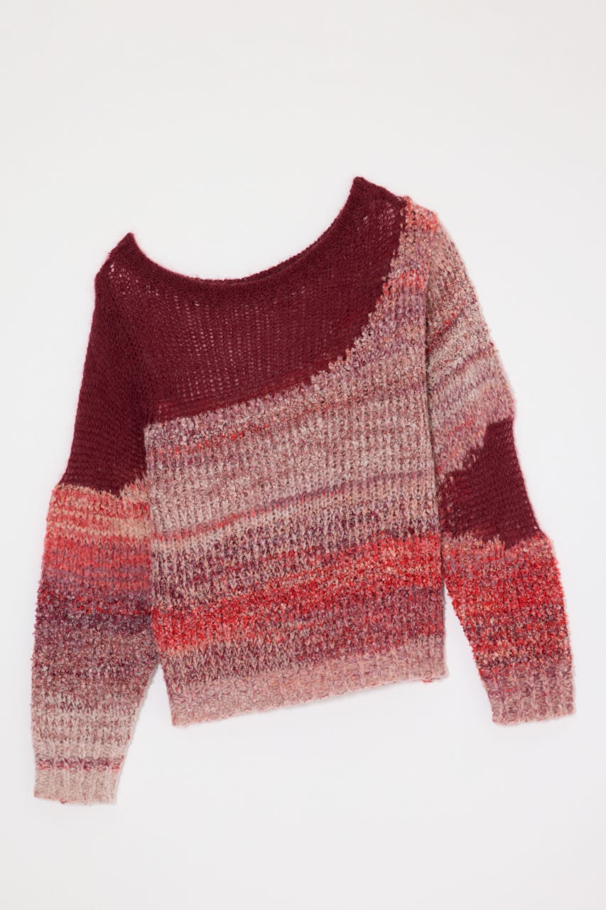 MIXED YARN SHEER COMBI ニット RED FREE