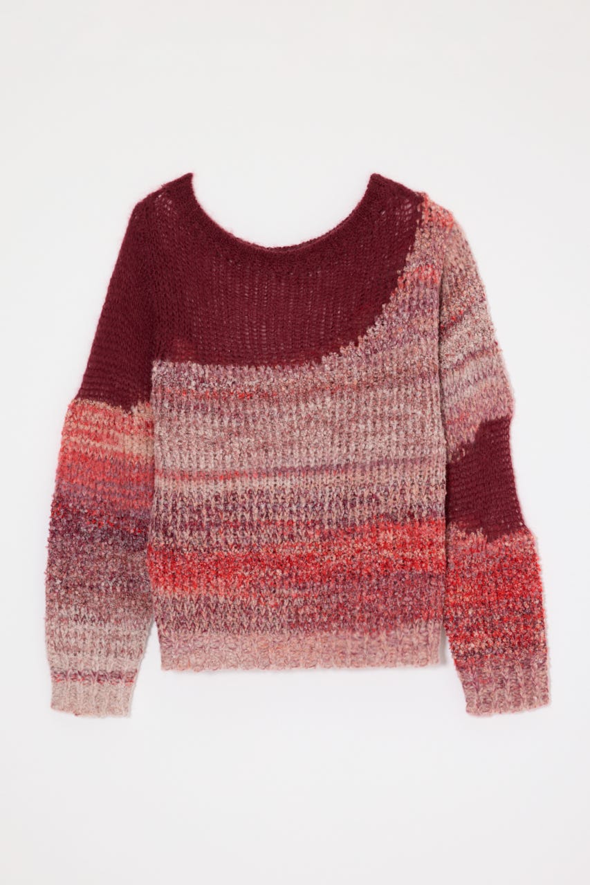 MIXED YARN SHEER COMBI ニット RED FREE