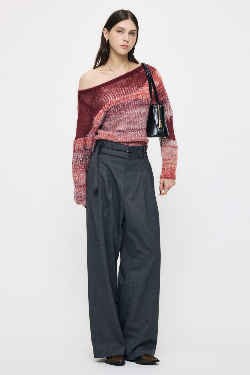 MIXED YARN SHEER COMBI ニット RED FREE