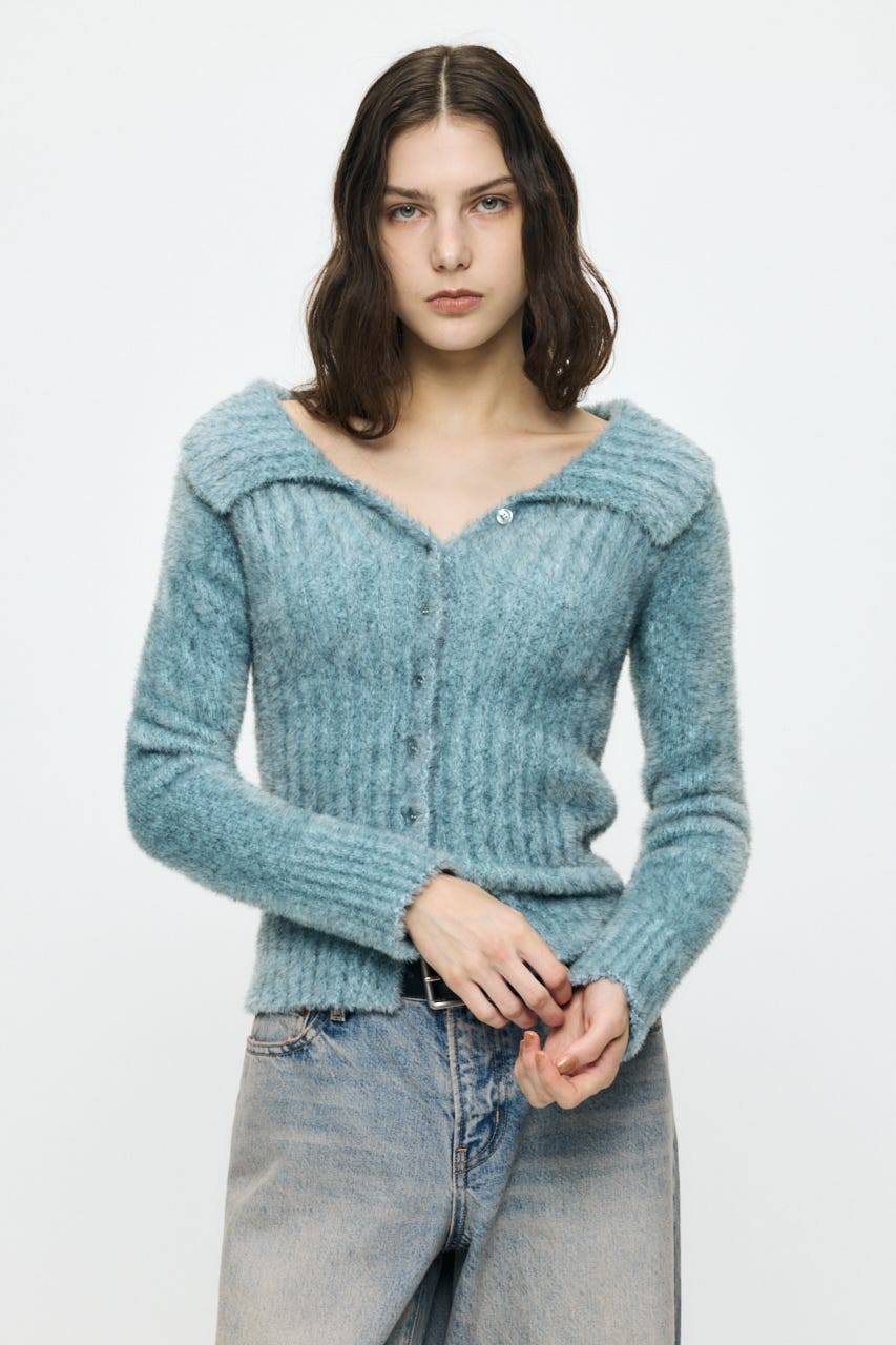 MIXED SHAGGY OFF セーター L/BLU FREE