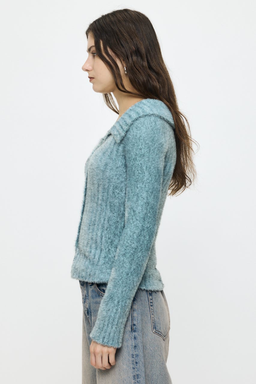 MIXED SHAGGY OFF セーター L/BLU FREE