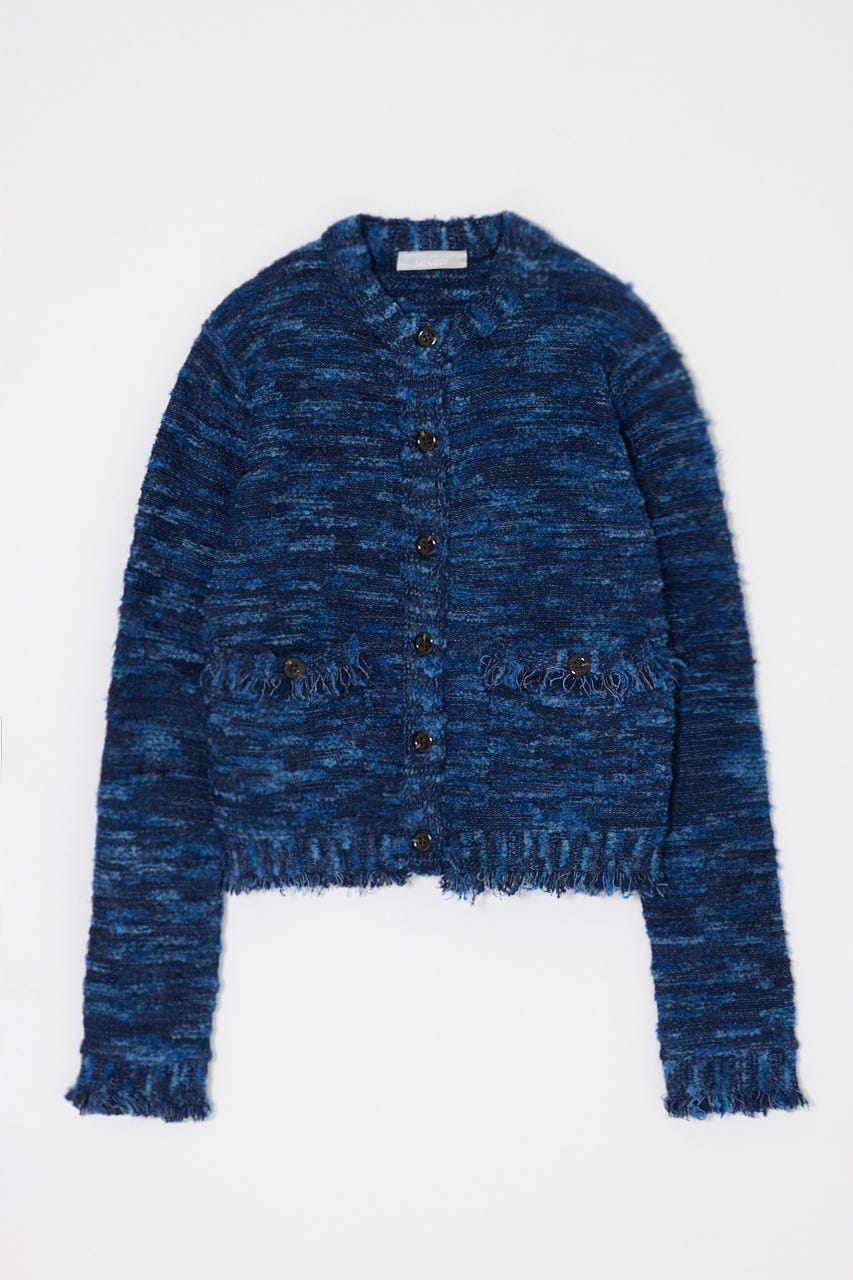 MIX TWEED KNIT カーディガン BLU FREE