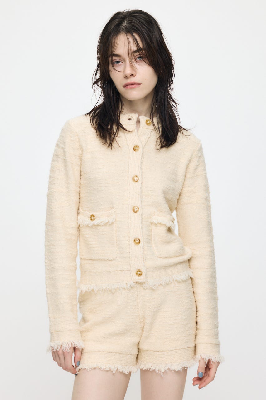 MIX TWEED KNIT カーディガン IVOY FREE