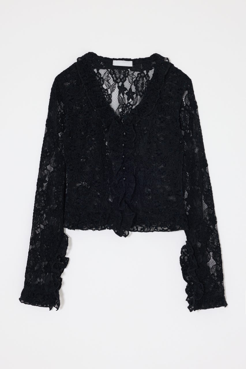 PATCH LACY RUFFLE トップス BLK FREE