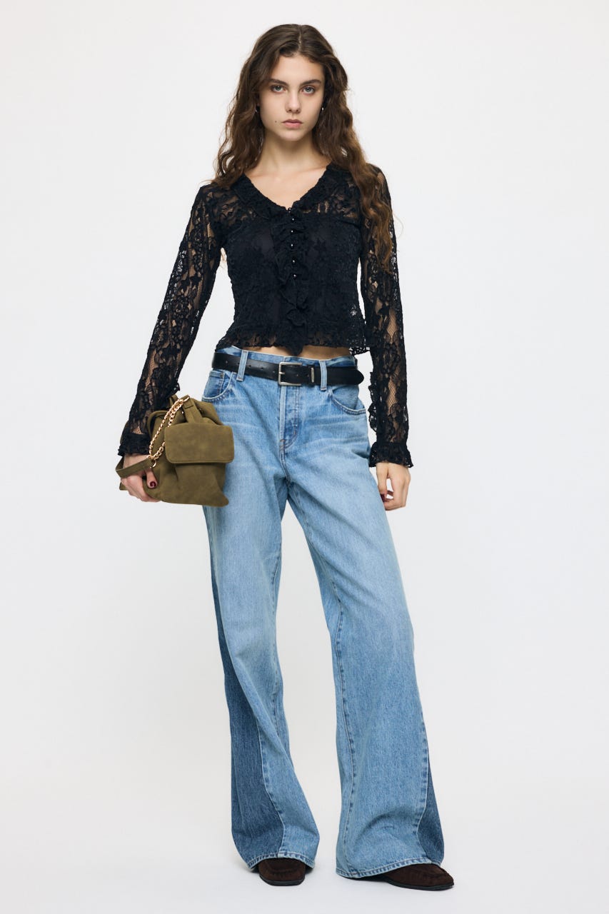 PATCH LACY RUFFLE トップス BLK FREE
