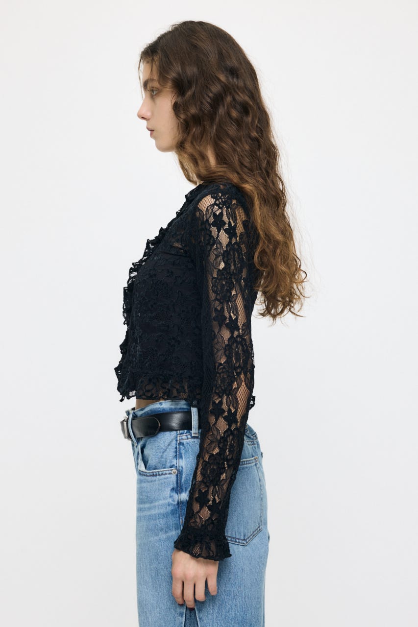 PATCH LACY RUFFLE トップス BLK FREE