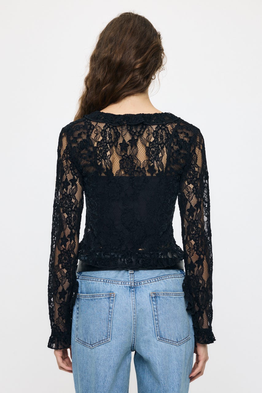 PATCH LACY RUFFLE トップス BLK FREE