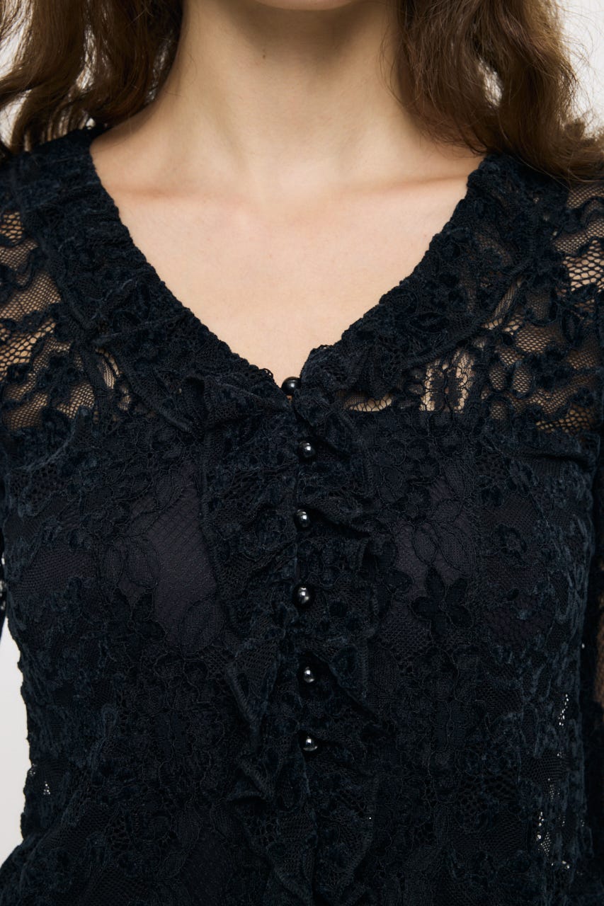 PATCH LACY RUFFLE トップス BLK FREE
