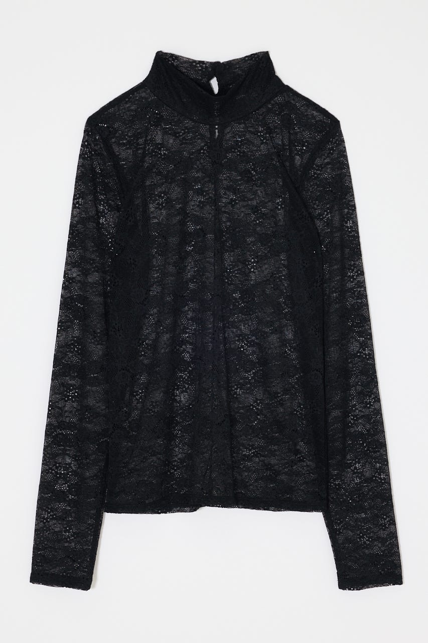 ES LACE HI NECK トップス BLK 1