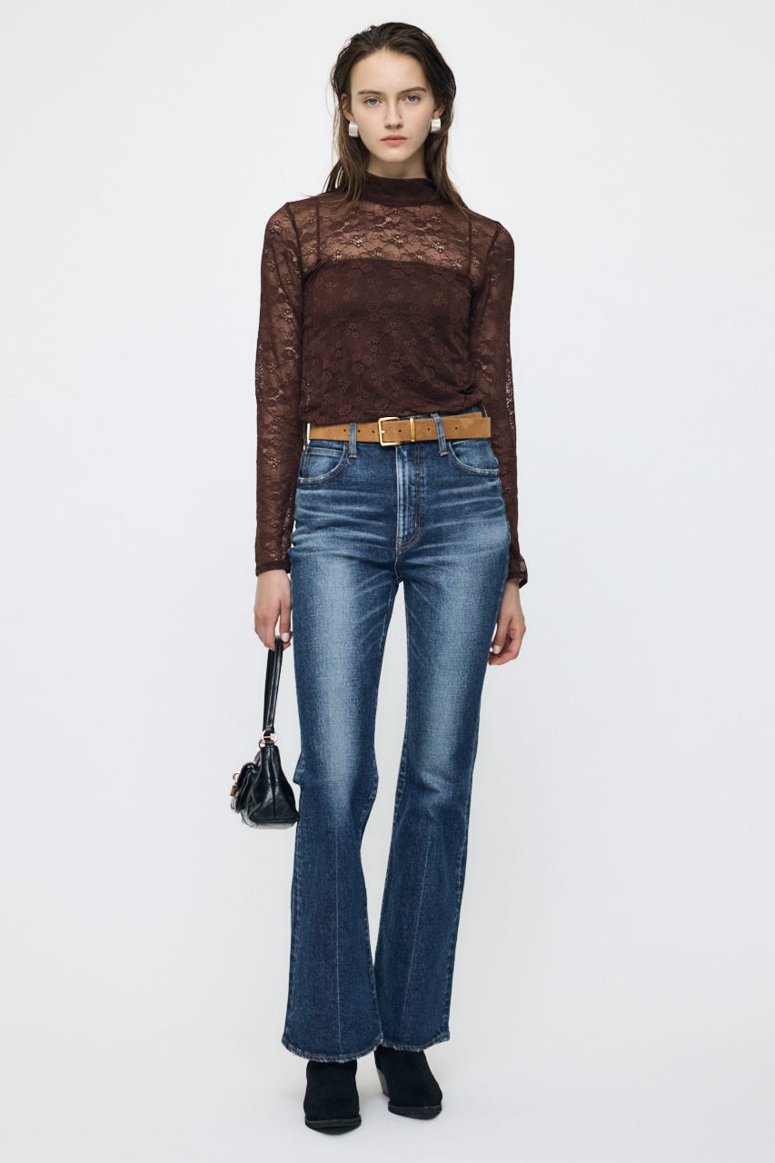 ES LACE HI NECK トップス BRN 1