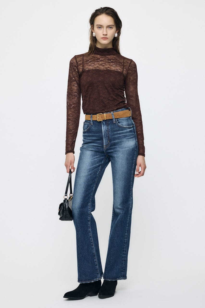 ES LACE HI NECK トップス BRN 1