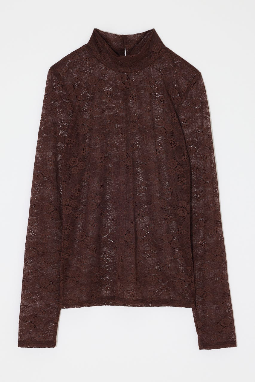 ES LACE HI NECK トップス BRN 1