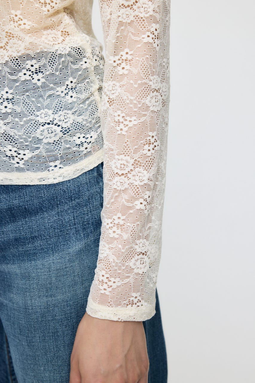 ES LACE HI NECK トップス O/WHT 1