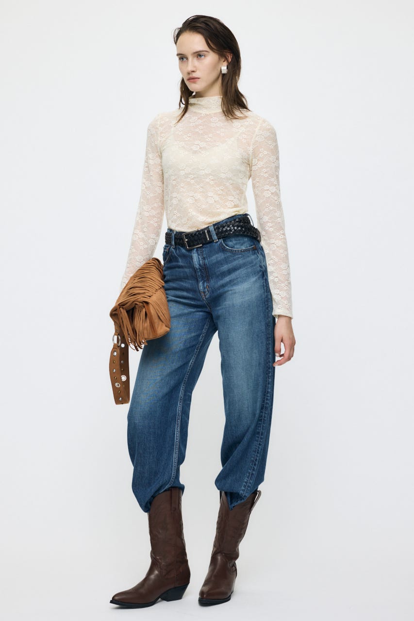 ES LACE HI NECK トップス O/WHT 1