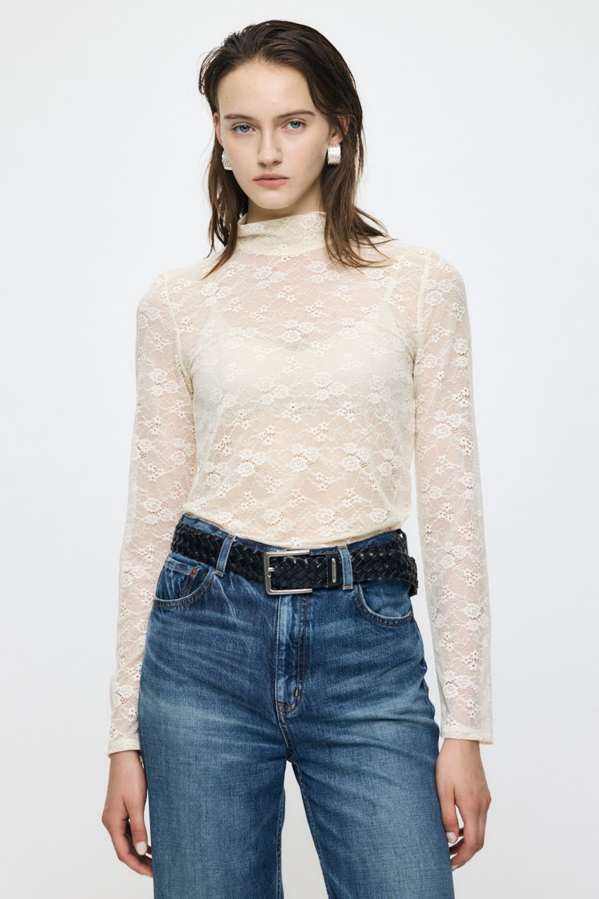 ES LACE HI NECK トップス O/WHT 1