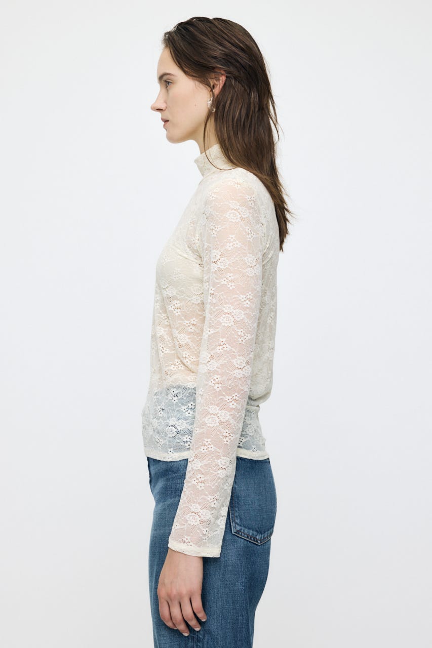 ES LACE HI NECK トップス O/WHT 1