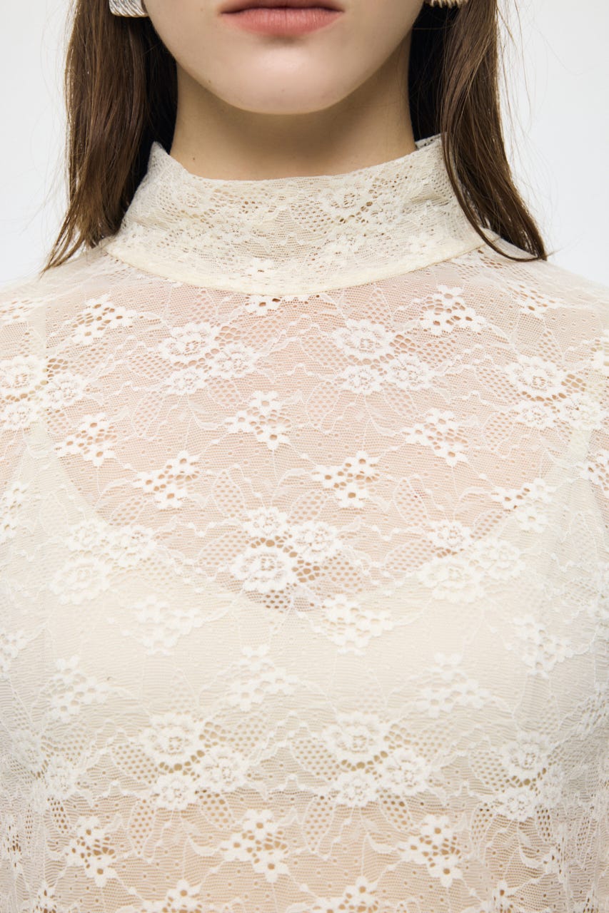 ES LACE HI NECK トップス O/WHT 1