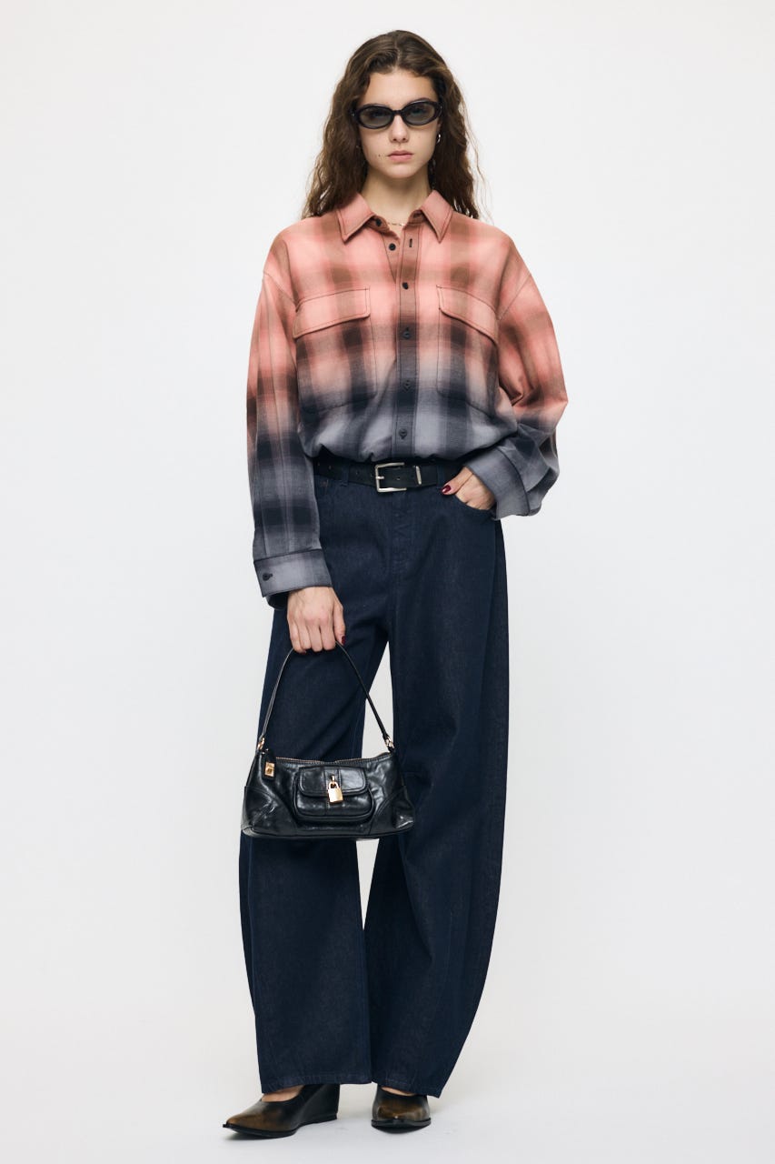 FADED CHECKED シャツ BLK FREE