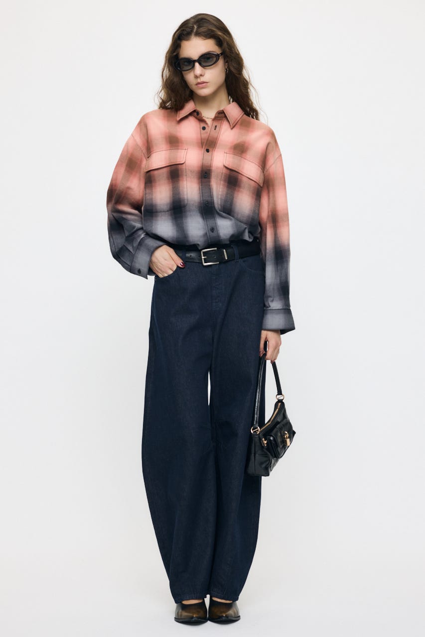 FADED CHECKED シャツ BLK FREE
