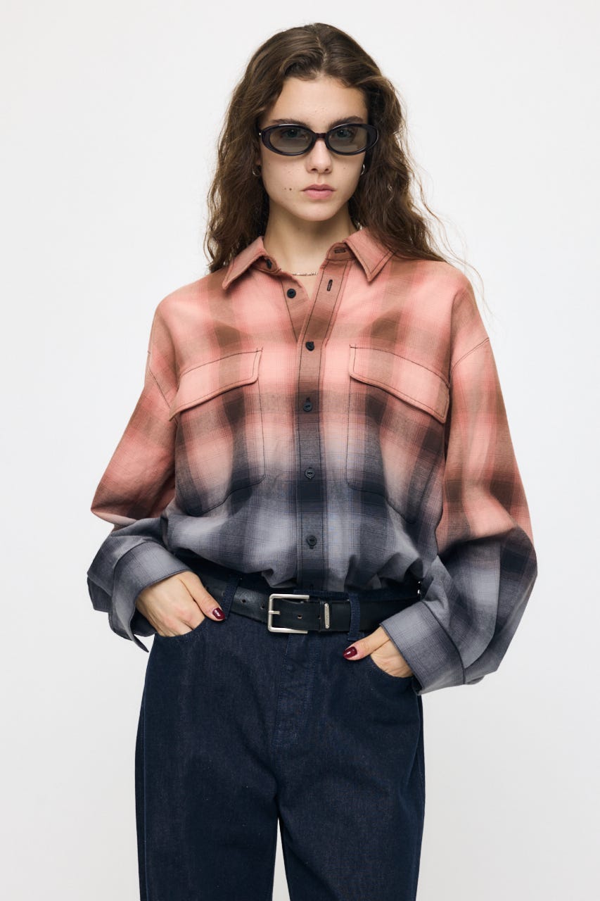 FADED CHECKED シャツ BLK FREE
