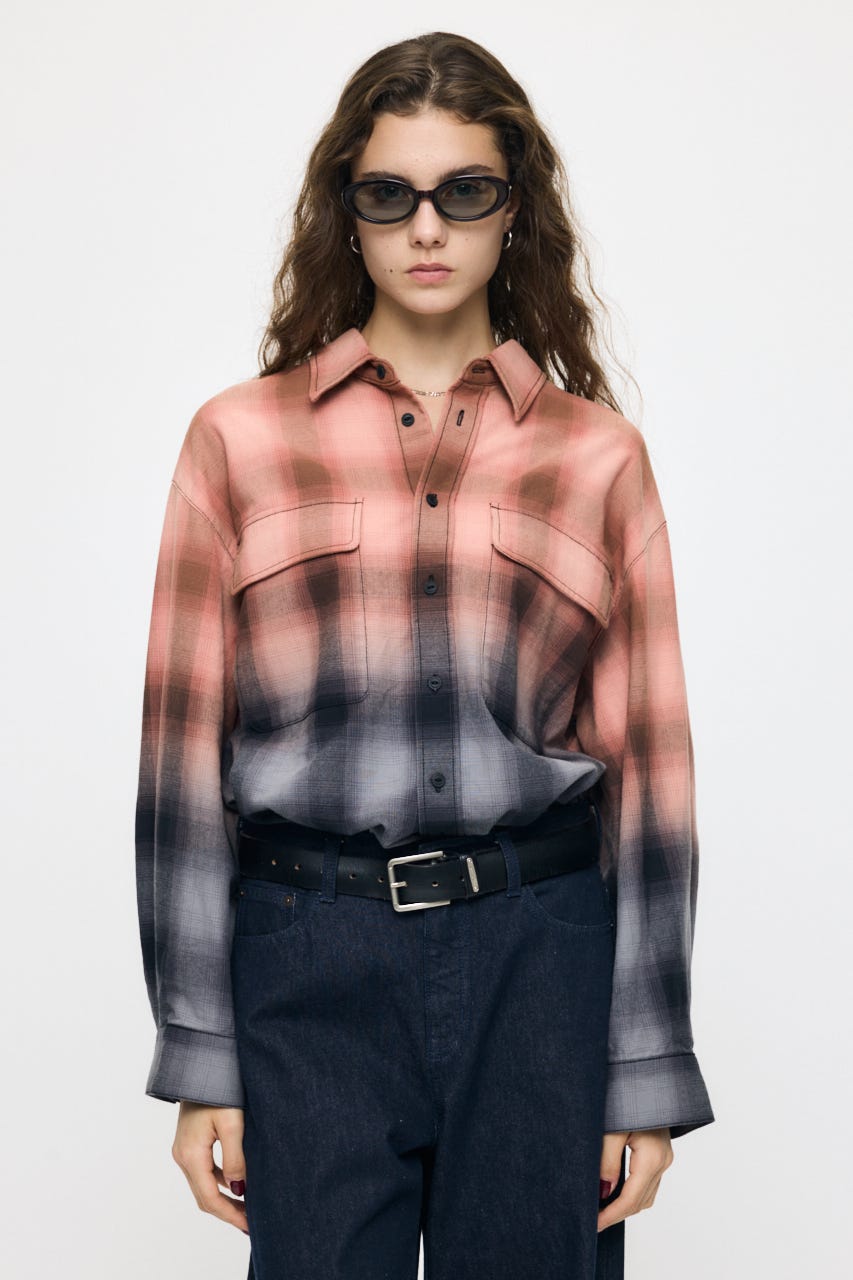 FADED CHECKED シャツ BLK FREE