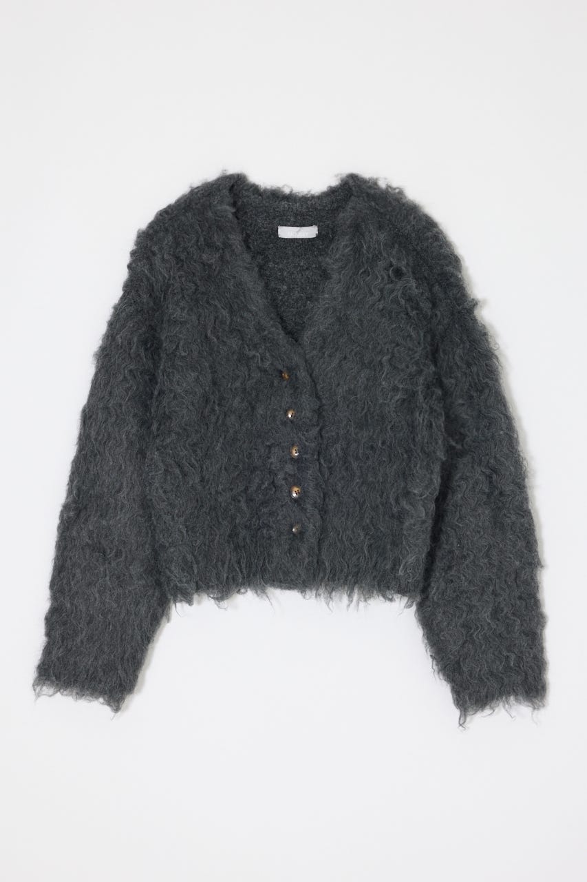 CROPPED SHAGGY カーディガン GRY FREE
