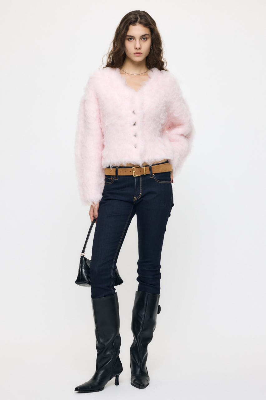 CROPPED SHAGGY カーディガン PNK FREE