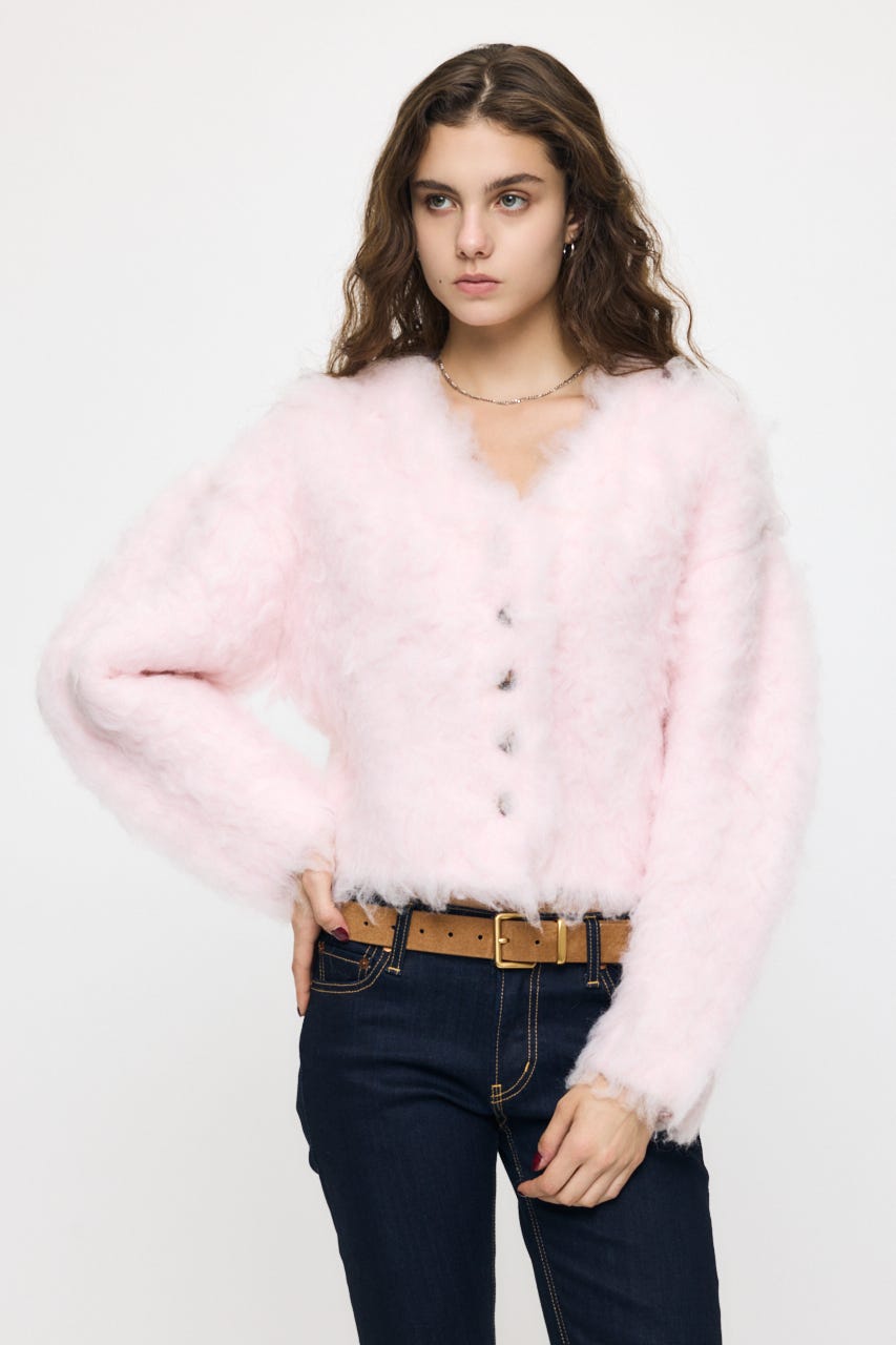 CROPPED SHAGGY カーディガン PNK FREE