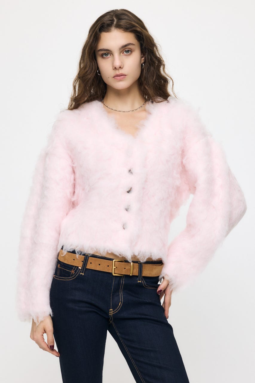 CROPPED SHAGGY カーディガン PNK FREE
