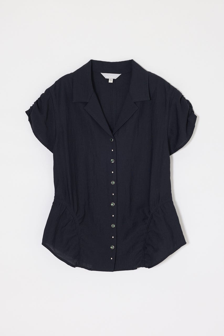 STUDDED OPEN COLLAR シャツ L/BLK 2