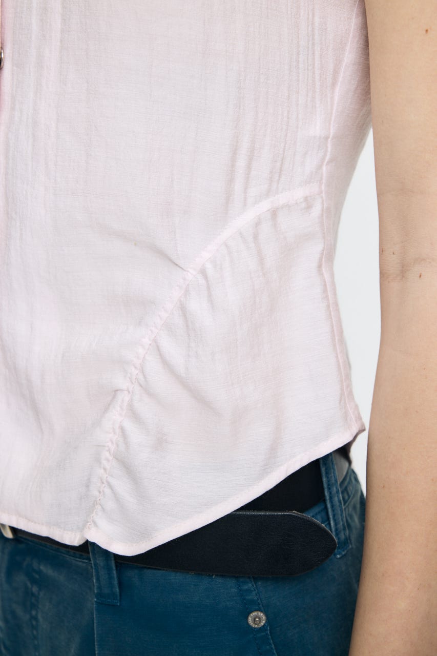 STUDDED OPEN COLLAR シャツ L/PNK 1