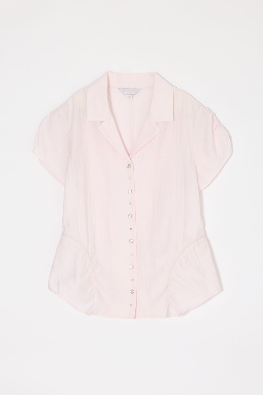 STUDDED OPEN COLLAR シャツ L/PNK 1