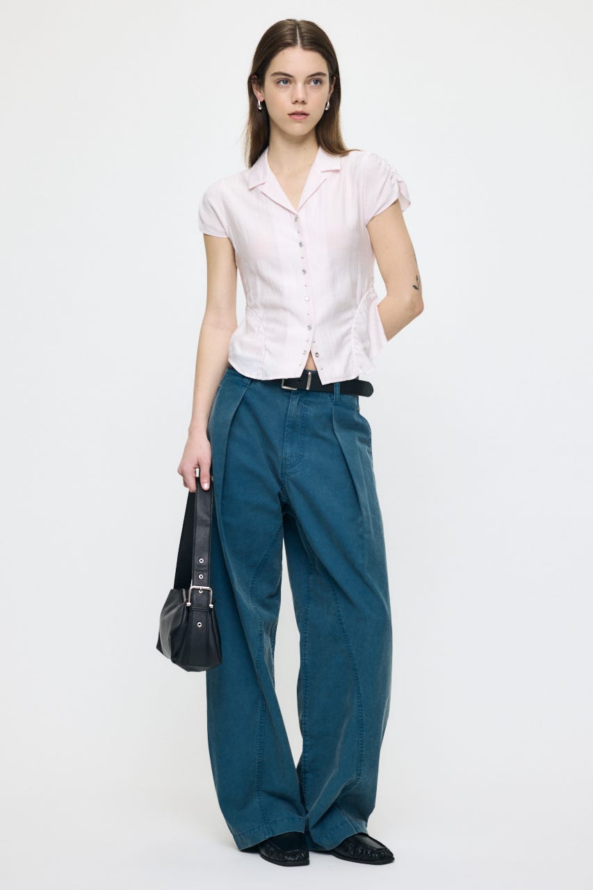 STUDDED OPEN COLLAR シャツ L/PNK 1