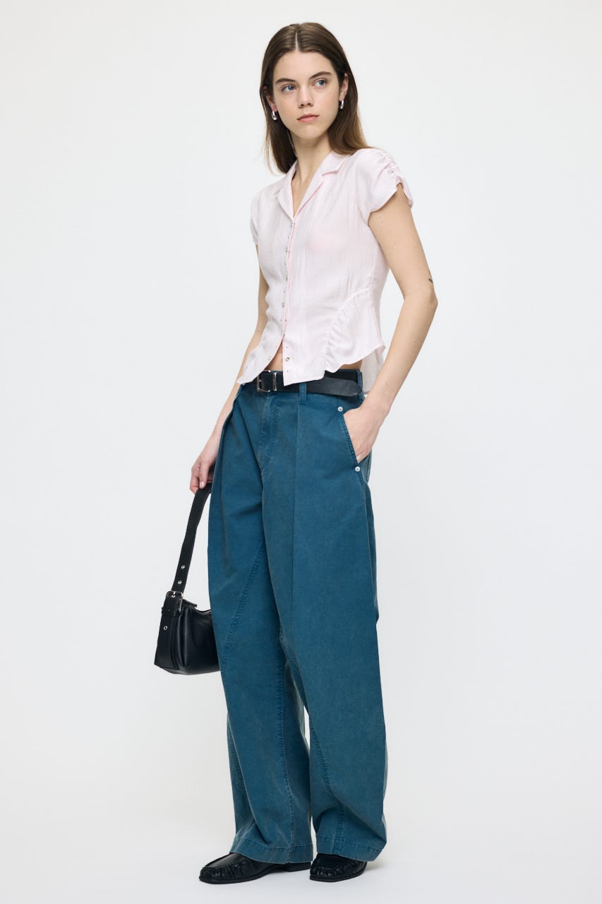 STUDDED OPEN COLLAR シャツ L/PNK 1