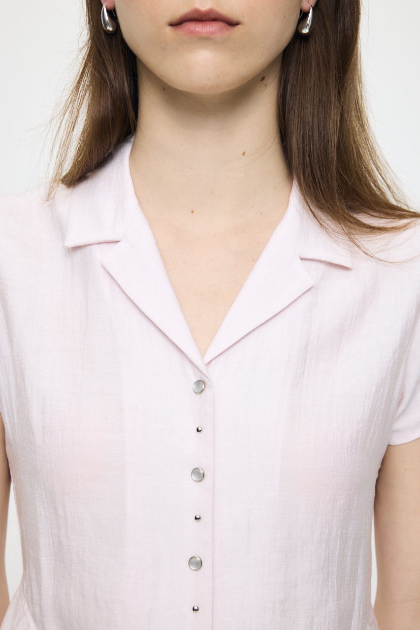 STUDDED OPEN COLLAR シャツ L/PNK 1