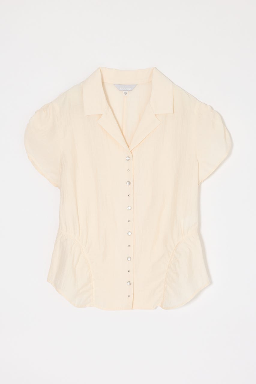 STUDDED OPEN COLLAR シャツ O/WHT 2