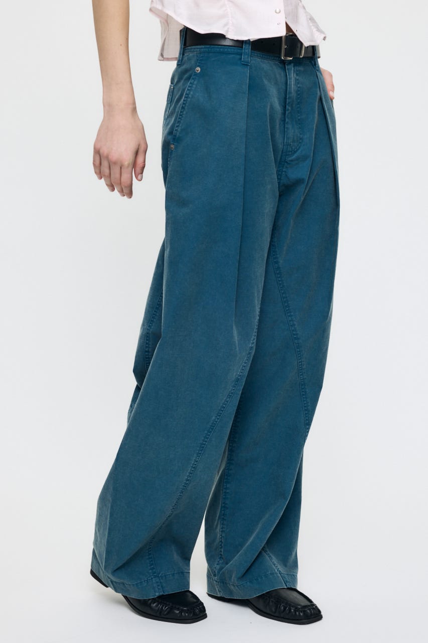 CURVE LINE TUCK パンツ BLU 1