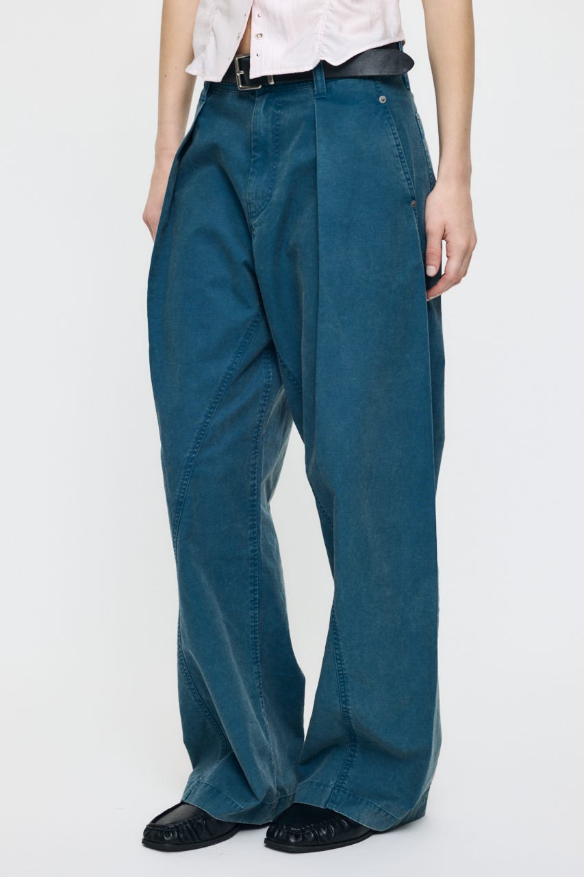 CURVE LINE TUCK パンツ BLU 1