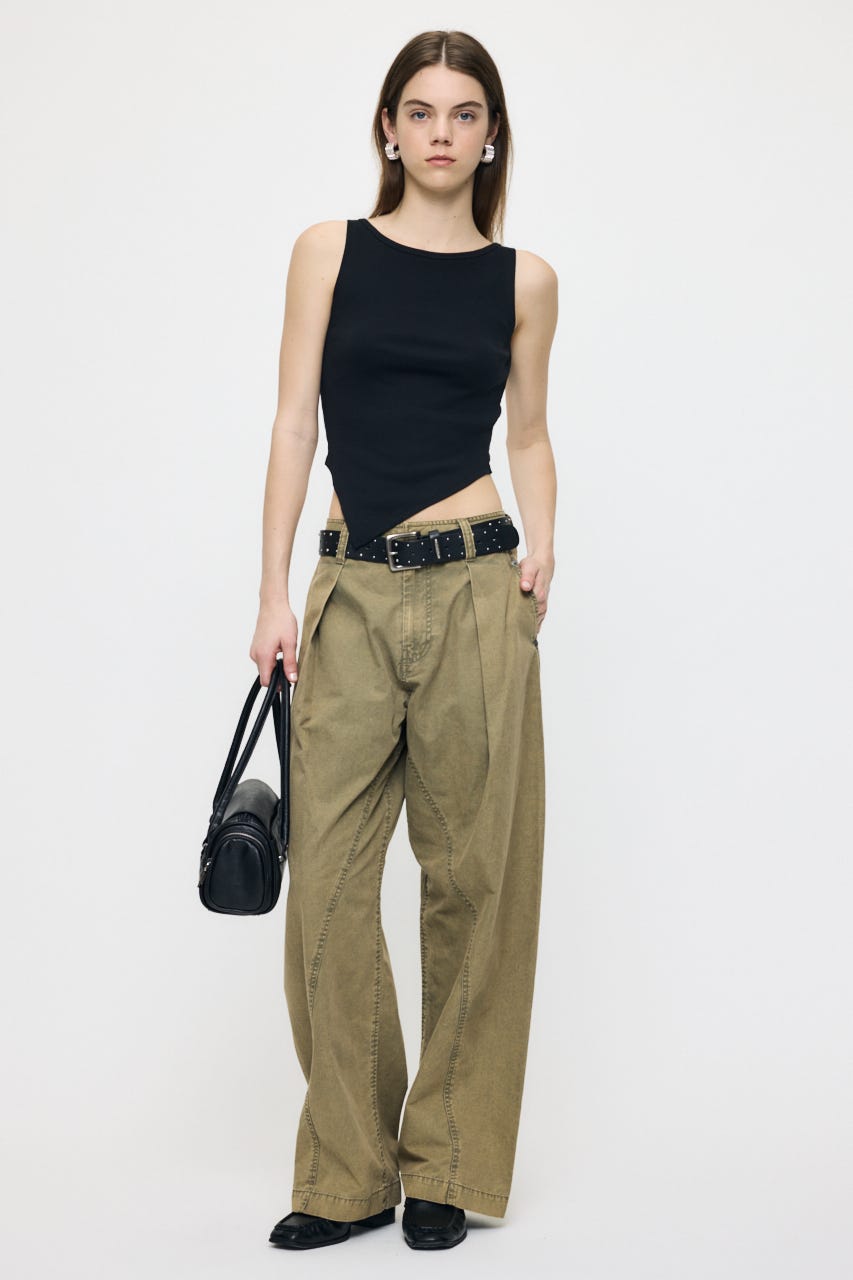 CURVE LINE TUCK パンツ KHA 1