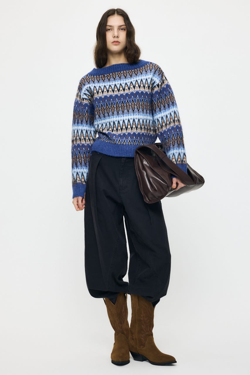 【新色追加】CURVE LINE TUCK パンツ L/BLK 2
