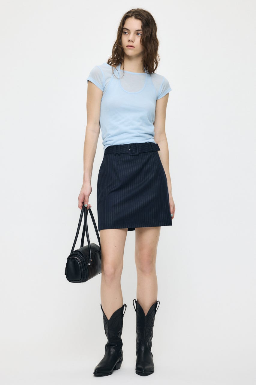 CLASSIC BELTED MINI スカート 柄NVY 1