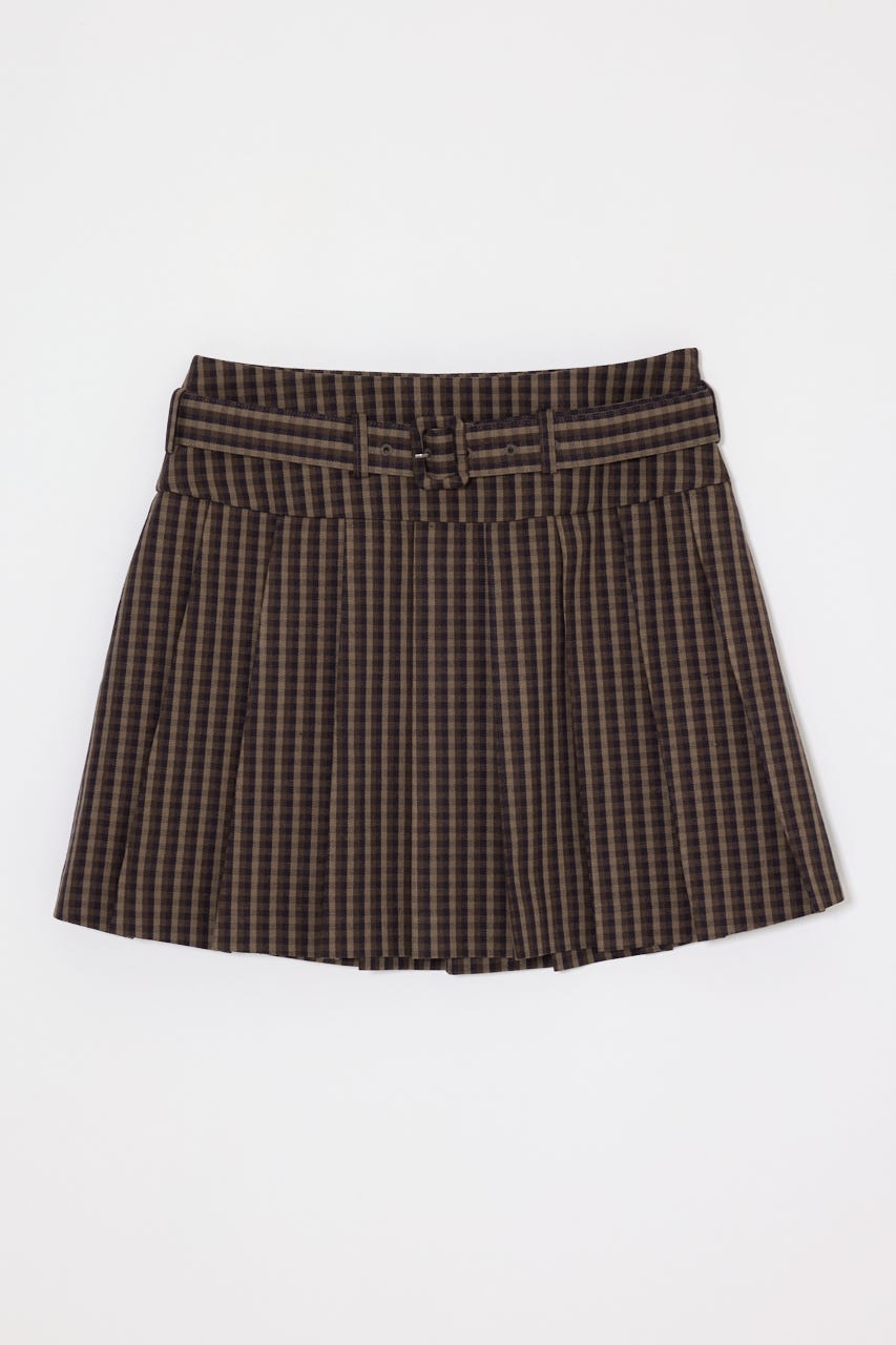 BELTED PLEATS MINI スカート 柄BRN 2