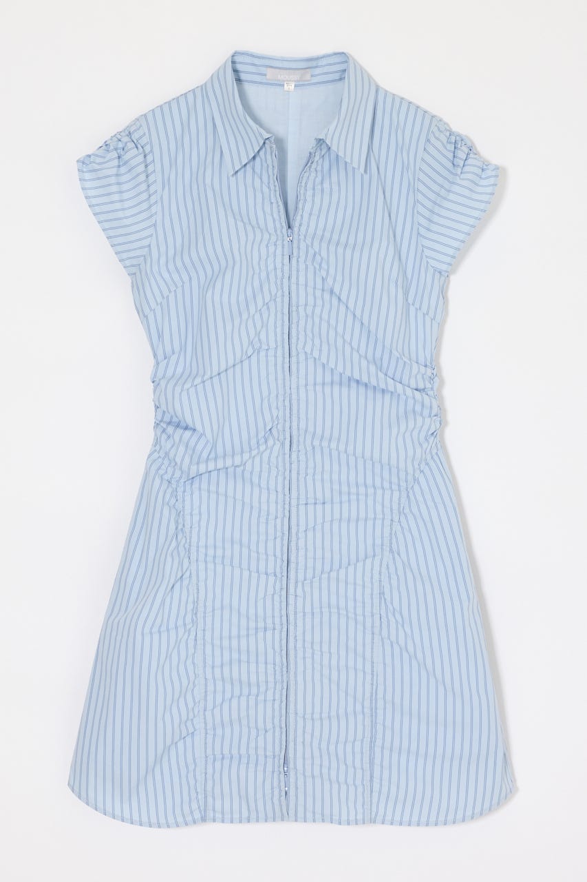 GATHER SHIRT MINI ドレス BLU 1