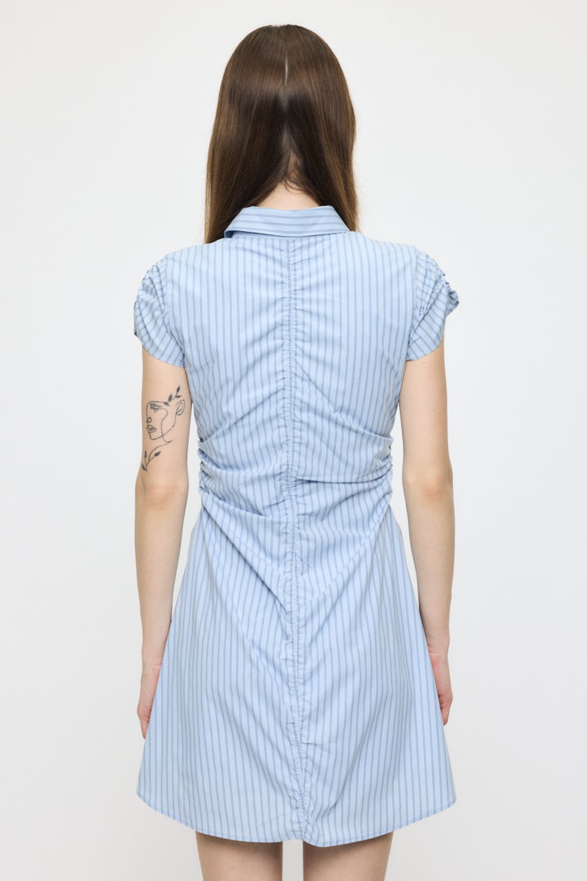 GATHER SHIRT MINI ドレス BLU 1