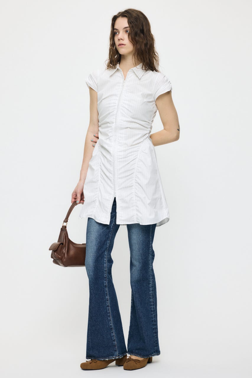 GATHER SHIRT MINI ドレス WHT 2