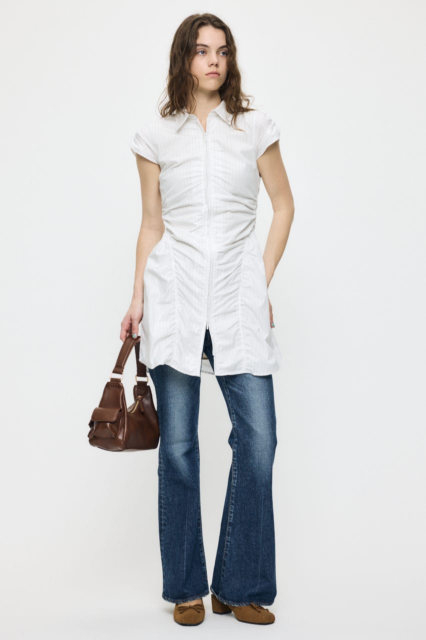 GATHER SHIRT MINI ドレス WHT 2