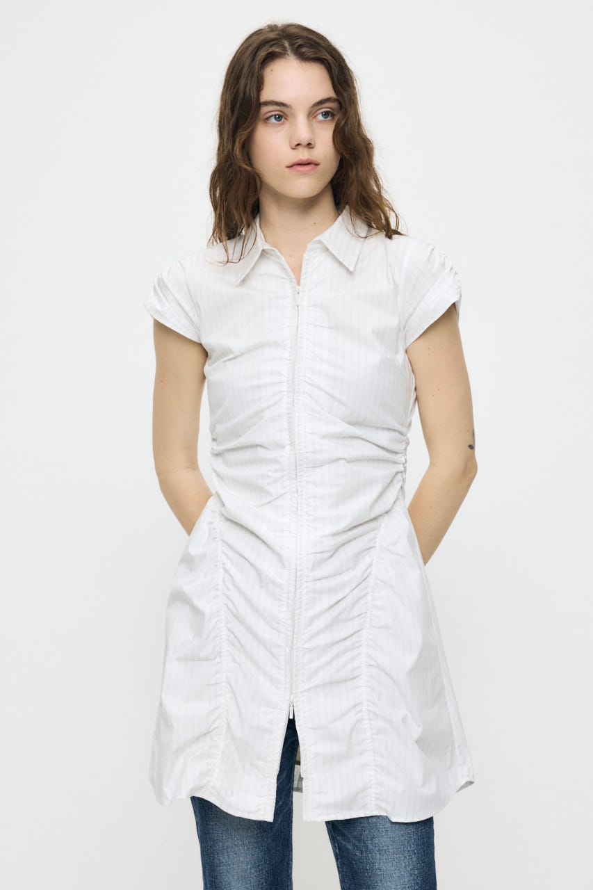 GATHER SHIRT MINI ドレス WHT 2