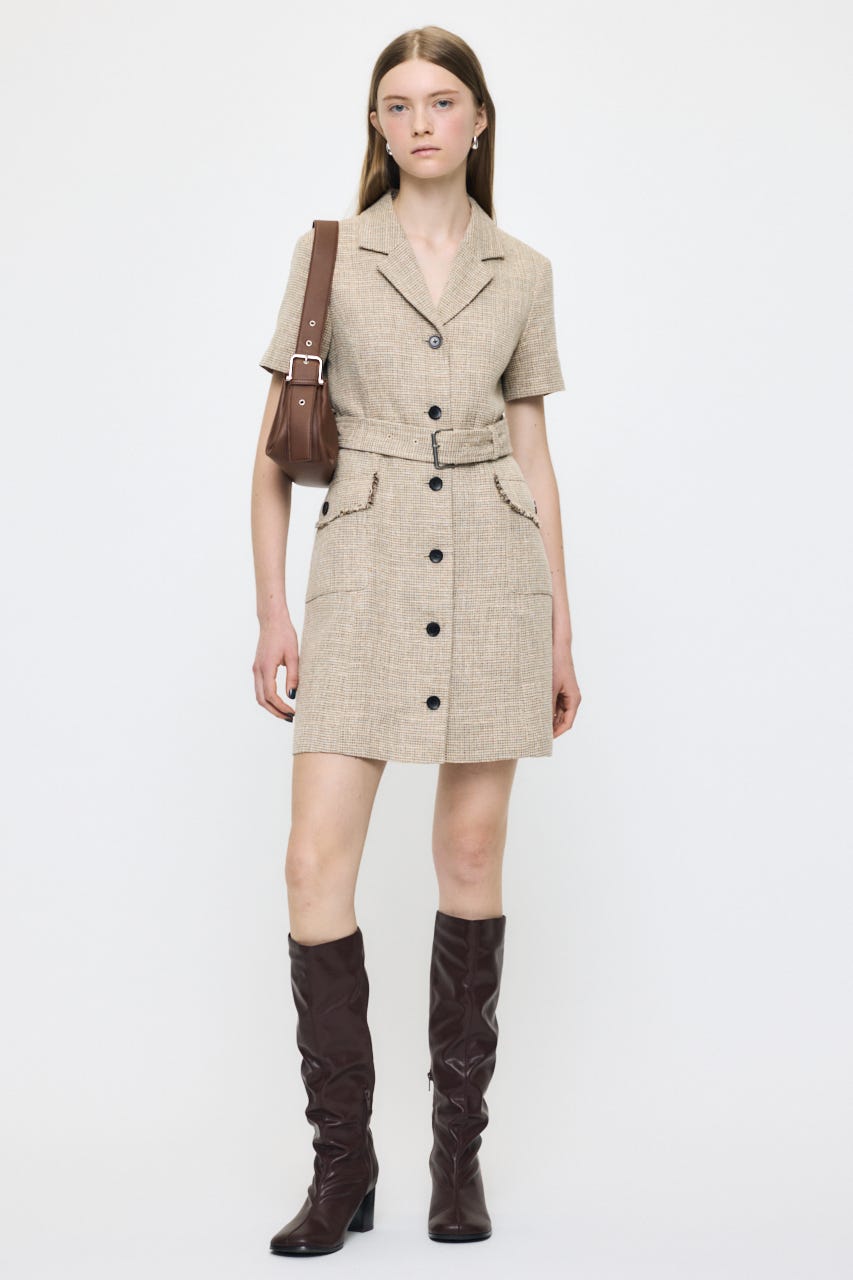 TWEEDED MINI ドレス BEG 1